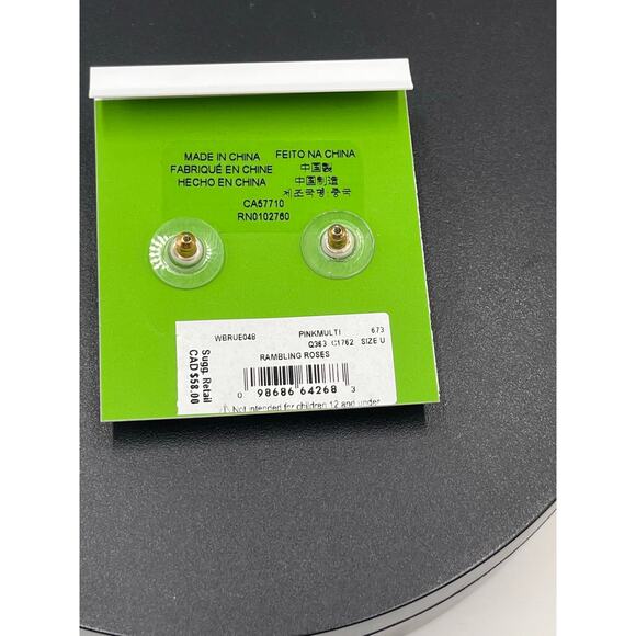 Kate Spade New York Pink Pave Monkey Stud Ramblin Roses Earrings‎ New - Picture 6 of 7